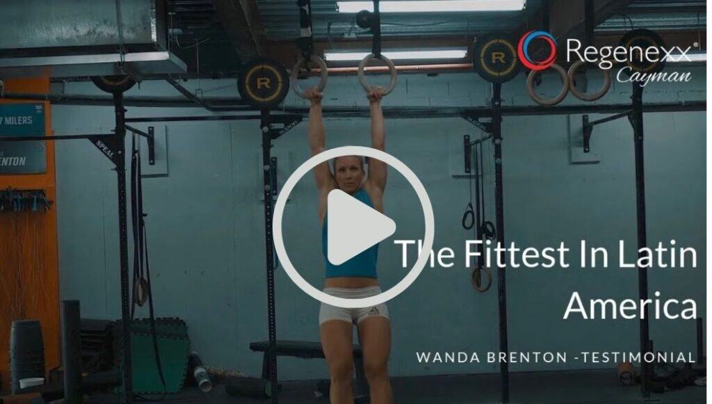 Athlete performing gymnastic ring exercise – testimonial video on PRP treatment for tennis elbow with Regenexx Cayman