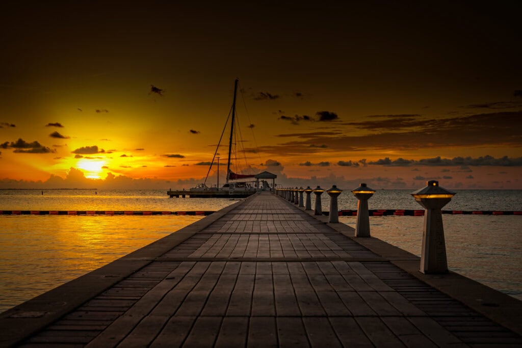 Medical Travel Destination. Sunset in the Cayman Islands, 