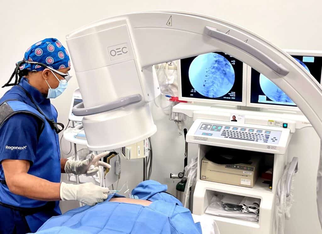 Dr. Pitts performing an image-guided cervical procedure at Regenexx Cayman.